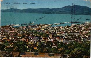 1918 Fiume, Rijeka; Panorama / látkép. Vasúti levelezőlapárusítás, Erdélyi udvari fényképész felvétele / Ansicht / general view (ázott sarok / wet corner)