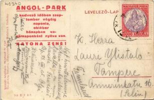 Budapest XIV. Angol Park, Újvári Varieté a Terasse vendéglővel, vidámpark. Hátoldalon a park reklámj...