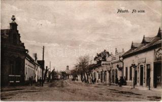 1927 Pásztó, Fő utca, gyógyszertár, üzletek. Tury István kiadása (EB)