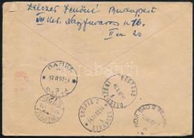 1957 Ajánlott expressz levél Palicsfürdő munkatáborba, továbbküldve Macedóniába majd visszaküldve! É...