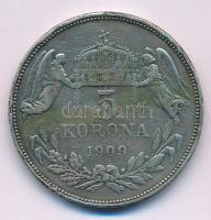 1909KB 5K Ag "Ferenc József" T:VF,F több ph., patina Adamo K7