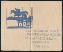 1930 A M. Kir. Nádasdi Ferenc 3. Huszárezred házi mérkőzéseinek programja, tiszti nevekkel