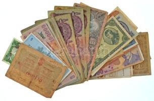Vegyes 74db-os magyar korona-pengő-forint és részben román, német bankjegy tétel, közte 1848. 5Ft, Románia 1994. 10.000L T:F,VG