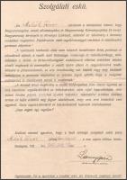 1940 BSZKRT szolgálati eskü angyalföldi villamos kocsivezetőtől