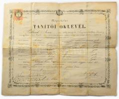 1887 Nagyszombat, népiskolai tanítói oklevél, ragasztott