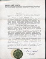 1981 Recski Szövetség (San Bernardino) igazolása Recsken raboskodott politikai üldözött részére a táborban töltött munkájáról.