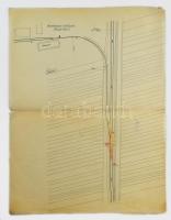 cca 1930-1940 Budapest Helyi Érdekű Vasutak szerződései, műszaki elosztása, tervrajz, vonalépítkezés, aláírásokkal
