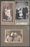 cca 1890 8 db érdekes kabinetfotó: feldíszített porta, portrék, katonai kb 11x21 cm méretben