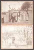 cca 1890 8 db érdekes kabinetfotó: feldíszített porta, portrék, katonai kb 11x21 cm méretben