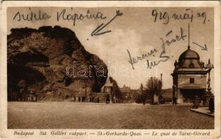1929 Budapest XI. Szent Gellért rakpart, Sziklakápolna, Ferenc József híd budai hídfője (EK)