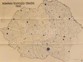 Románia Települési Térképe 1930. Bp., 1940, Magyar Királyi Honvéd Térképészeti Intézet, , 65 x 87 cm.