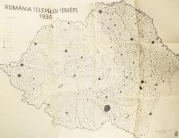 Románia Települési Térképe 1930. Bp., 1940, Magyar Királyi Honvéd Térképészeti Intézet, , 65 x 87 cm.