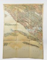 ca 1910 Bosznia, Mostar és környéke katonai térkép vászonon 1: 200 000 53x40 cm