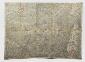 ca 1910 Hadad és Zsibó (Erdély) környéke katonai térkép vászonon 1: 75 000 53x40 cm