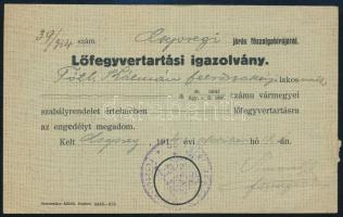 1914 Lőfegyvertartási igazolvány