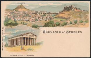 1899 Athéni litho képeslap Konstantinápolyból Budapestre küldve