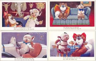 12 db MODERN megíratlan Bonzo kutyás képeslap, reprint / 12 modern unused Bonzo dog postcards, repri...