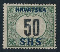 SHS 1918 Feketeszámú Portó 50f fekvő VIIa vízjellel (** 54.000)  Signed: Bodor