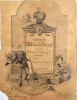 1907 Lövészbizonylat, oklevél Ferenc József arcképével, szakadással 24x32 cm