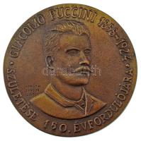 Horváth Sándor (1956-) 2008. "Giacomo Puccini 1858-1924 - születése 150. évfordulójára" kétoldalas, öntött bronz emlékplakett (98mm) T:AU