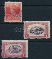 Debrecen (I.) 1919 Károly 10f + Parlement 1K + Köztársaság / Parlament 1K, Bodor vizsgálójellel (19.900)