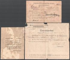 ca 1916-1918 4 db katonai okmány, benne a Nemzeti Katonatanács röplapja