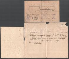 ca 1916-1918 4 db katonai okmány, benne a Nemzeti Katonatanács röplapja