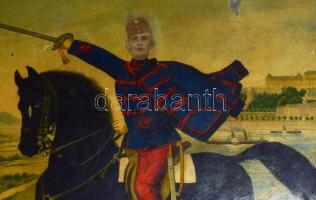 ca 1916 szolgálati időm emlékéül, Katonai szolgálati emlék litho oklevél Ferenc József, Károly arcké...