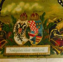ca 1916 szolgálati időm emlékéül, Katonai szolgálati emlék litho oklevél Ferenc József, Károly arcké...