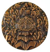 Fekete Géza (Dezső) (1939-2021) ~1980. MSZBT (Magyar-Szovjet Baráti Társaság) egyoldalas bronz emlékplakettje, eredeti tokban (94mm) T:AU