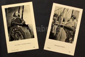 Kb. 70 db MODERN színész és színésznő képeslap albumban, beragasztva / Cca. 70 MODERN actors and act...