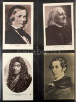 ZENESZERZŐK - Kb. 80 db RÉGI és MODERN motívum képeslap albumban / COMPOSERS, MUSIC - Cca. 80 pre-1945 and modern motive postcards in an album