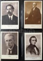 ZENESZERZŐK - Kb. 80 db RÉGI és MODERN motívum képeslap albumban / COMPOSERS, MUSIC - Cca. 80 pre-19...
