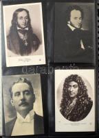 ZENESZERZŐK - Kb. 80 db RÉGI és MODERN motívum képeslap albumban / COMPOSERS, MUSIC - Cca. 80 pre-19...