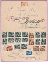 1944 20 bélyeges, összesen 1P értékű ajánlott levél Vágsellyéről december 23-án feladva, amikor Buda...