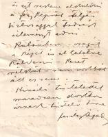 [Kézirat] Feszty Árpád (1856-1914) festőművész autográf levele ismeretlennek (1910 körül).
Kelt: Bu...