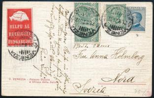 1921 Magyar irredenta levélzáró olasz képeslapon Svájcba
