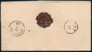 1869 15kr távolsági ajánlott levélen "STOMFA" - "POZSONY" - "PEST"