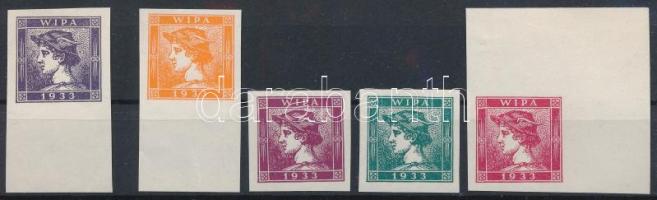 1851 Merkúr Hírlapbélyeg 5 klf. színű utánnyomat az 1933 évi WIPA bélyegkiállításra