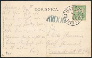 1910 Képeslap BROOD-NAGYKANIZSA 51. SZ. vasúti bélyegzéssel