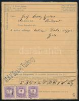 1889 Díjjegyes zárt táviratlap kiegészítő bérmentesítéssel "SZALÓK-TASKONY"