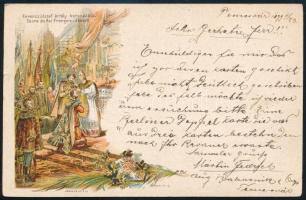 1899 Milleniumi díjjegyes képeslap Temesvárról Berlinbe