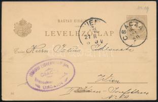1896 Milleniumi díjjegyes képeslap "CSÁCZA" - Wien