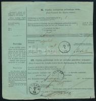 1878 Horvát-német nyelvű díjjegyes postai utánvételi jegy 3kr pár kiegészítéssel "ZAGREB" ...