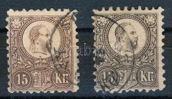 1871 Réznyomat 15kr barna + feketésbarna
