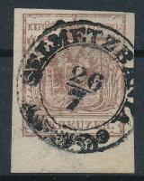 1850 6kr HP III ívszéli nyomat nagy alsó ívszéllel "SELMETZBÁNYA"