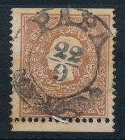 1858 10kr II. alul-felül ollóval vágva "PÁPA" látványos darab