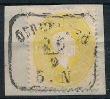 1861 2kr sárga, festékfoltok "OEDENBURG"