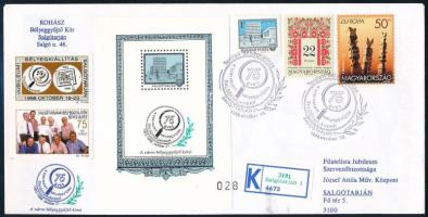 1998/ 23b Salgótarján emlékív 028 sorszámmal, vágott levélzáró párral ajánlott levélen "K"...