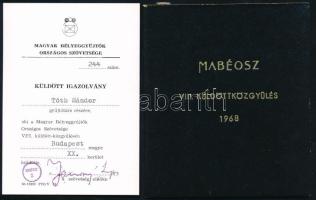 1968 Küldöttközgyűlés ajándék blokk 244 sorszámmal (60.000) eredeti tokban (apró gumihibák), hozzá a...